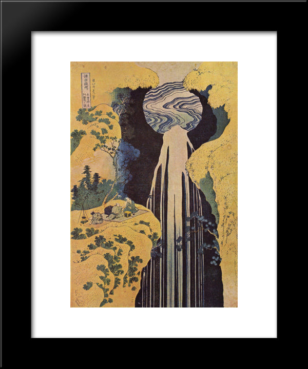 The Waterfall Of Amida Behind The Kiso Road 20x24 Black Modern Wood Framed Art Print Poster by Hokusai, Katsushika