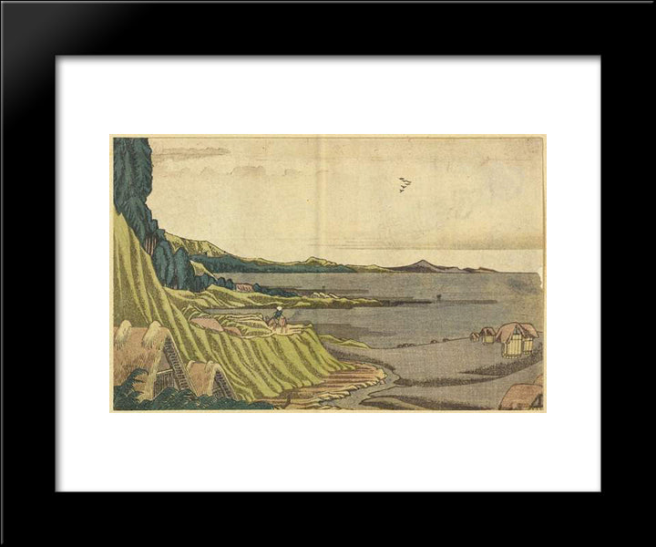 View Of The Beach At Low Tide Noboto From The Coast To Gyotoku 20x24 Black Modern Wood Framed Art Print Poster by Hokusai, Katsushika