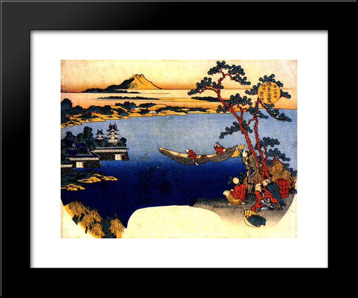 View Of Lake Suwa 20x24 Black Modern Wood Framed Art Print Poster by Hokusai, Katsushika