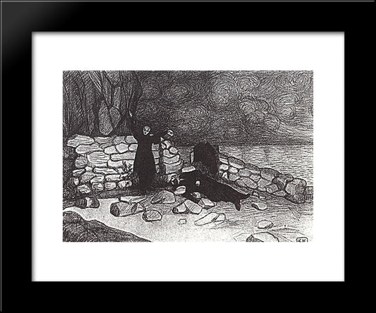 A Scene From The Drama Of Leonid Andreev Anathema 20x24 Black Modern Wood Framed Art Print Poster by Malevich, Kazimir