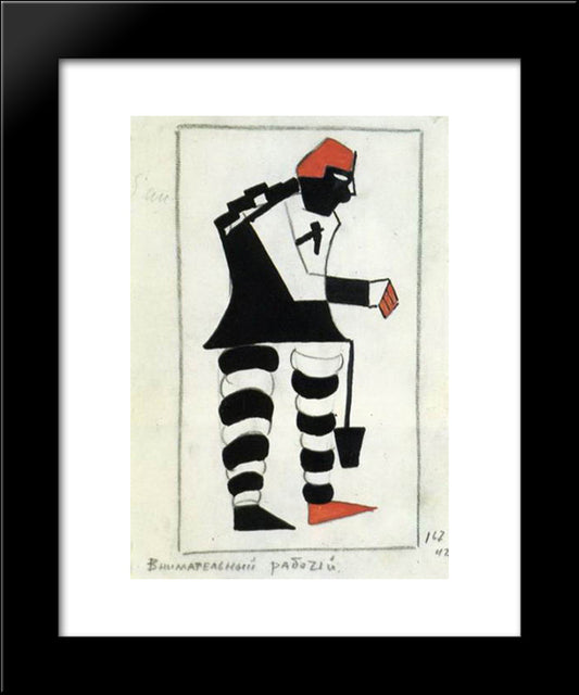 Costume For Victory Over The Sun. An Attentive Labourer 20x24 Black Modern Wood Framed Art Print Poster by Malevich, Kazimir