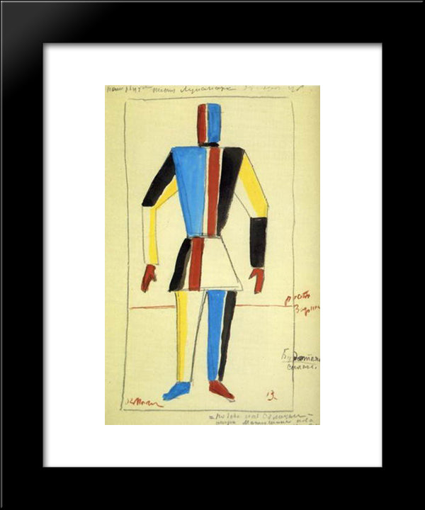 Costume For Victory Over The Sun. Athlet Of The Future 20x24 Black Modern Wood Framed Art Print Poster by Malevich, Kazimir