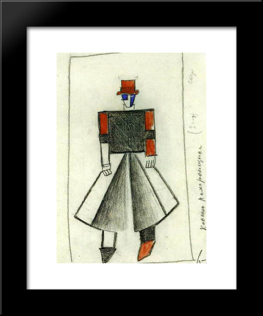 Costume For Victory Over The Sun. Funeral Performer 20x24 Black Modern Wood Framed Art Print Poster by Malevich, Kazimir