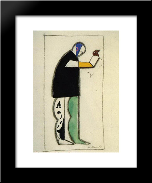 Costume For Victory Over The Sun. Reader 20x24 Black Modern Wood Framed Art Print Poster by Malevich, Kazimir