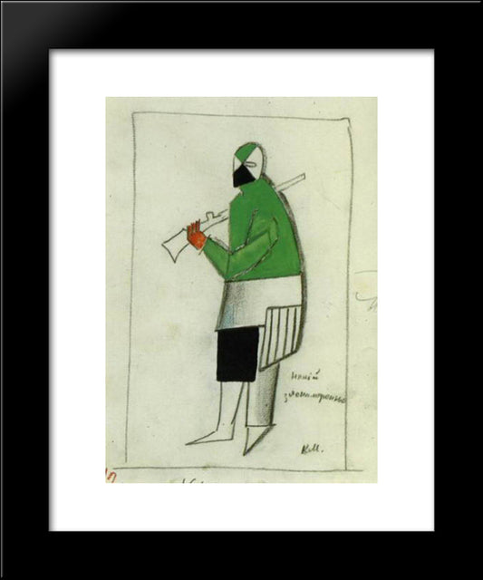 Costume For Victory Over The Sun Opera. Some Evil Man 20x24 Black Modern Wood Framed Art Print Poster by Malevich, Kazimir