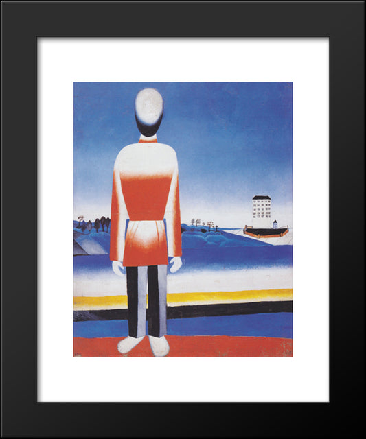 Man In Suprematic Landscape 20x24 Black Modern Wood Framed Art Print Poster by Malevich, Kazimir