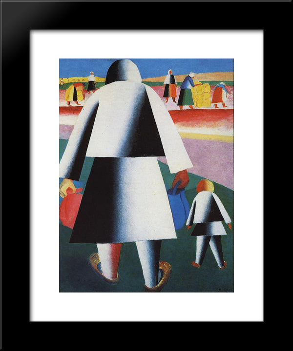 Marpha And Van'Ka 20x24 Black Modern Wood Framed Art Print Poster by Malevich, Kazimir