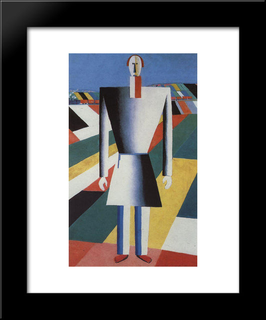 Peasant In The Fields 20x24 Black Modern Wood Framed Art Print Poster by Malevich, Kazimir