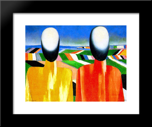 Peasants 20x24 Black Modern Wood Framed Art Print Poster by Malevich, Kazimir