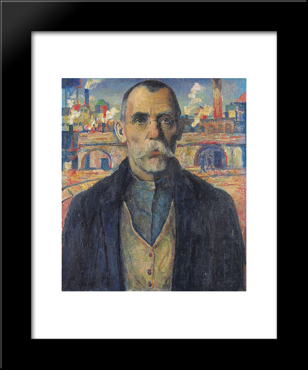 Portrait Of A Record-Setter In Work Productivity 20x24 Black Modern Wood Framed Art Print Poster by Malevich, Kazimir