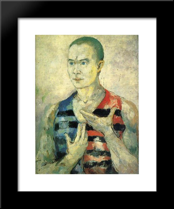 Portrait Of A Youth 20x24 Black Modern Wood Framed Art Print Poster by Malevich, Kazimir