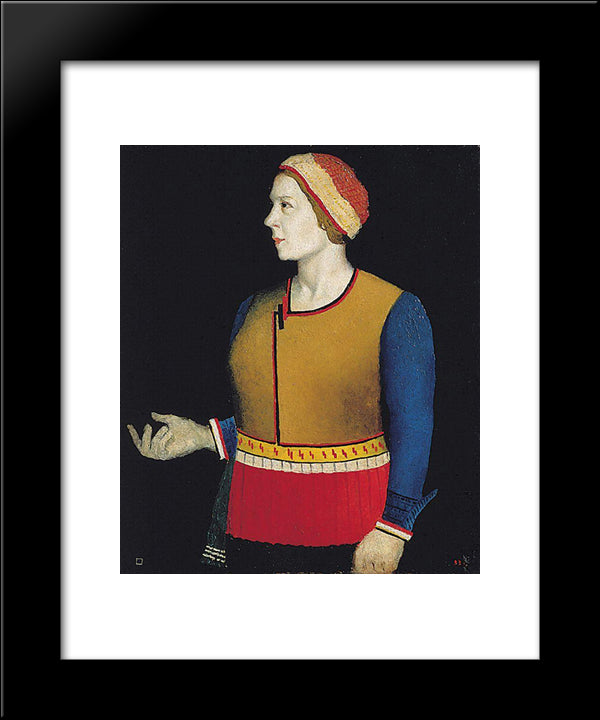 Portrait Of Artist S Wife N.A. Malevich 20x24 Black Modern Wood Framed Art Print Poster by Malevich, Kazimir