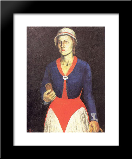 Portrait Of The Artist'S Wife 20x24 Black Modern Wood Framed Art Print Poster by Malevich, Kazimir