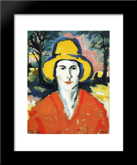 Portrait Of Woman In Yellow Hat 20x24 Black Modern Wood Framed Art Print Poster by Malevich, Kazimir