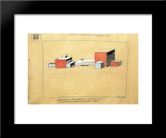 Spatial Suprematism 20x24 Black Modern Wood Framed Art Print Poster by Malevich, Kazimir