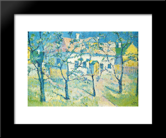 Spring Garden In Blossom 20x24 Black Modern Wood Framed Art Print Poster by Malevich, Kazimir