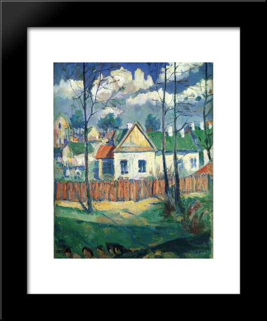 Spring Landscape With A Cottage 20x24 Black Modern Wood Framed Art Print Poster by Malevich, Kazimir