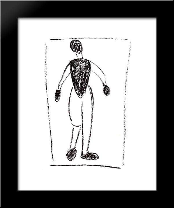 Standing Figure 20x24 Black Modern Wood Framed Art Print Poster by Malevich, Kazimir