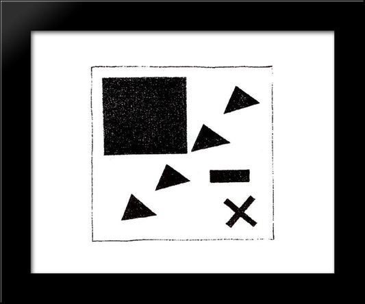 Suprematic Group Using The Triangle 20x24 Black Modern Wood Framed Art Print Poster by Malevich, Kazimir