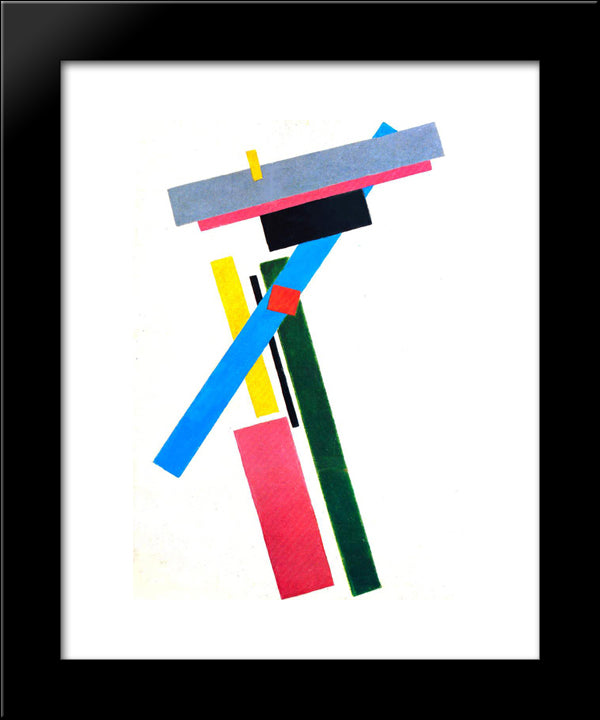 Suprematistic Construction 20x24 Black Modern Wood Framed Art Print Poster by Malevich, Kazimir