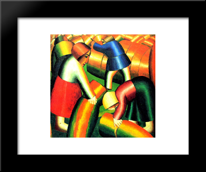 Taking In The Harvest 20x24 Black Modern Wood Framed Art Print Poster by Malevich, Kazimir