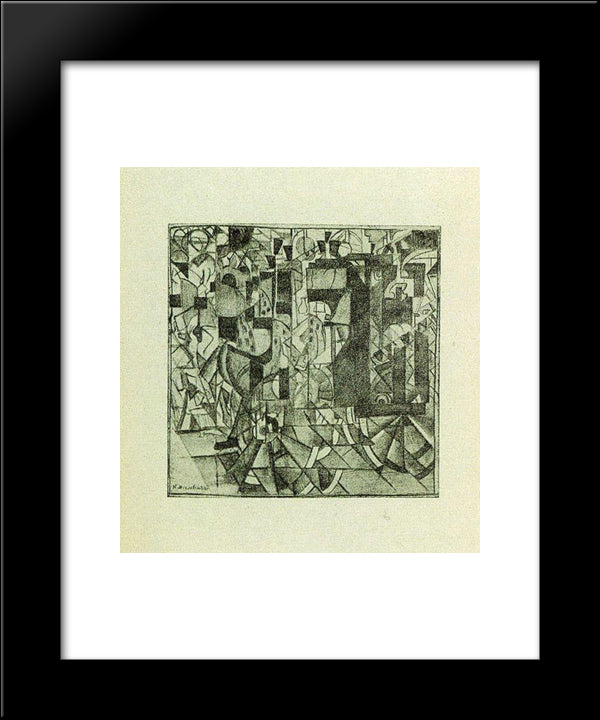 The Crew On The Move 20x24 Black Modern Wood Framed Art Print Poster by Malevich, Kazimir