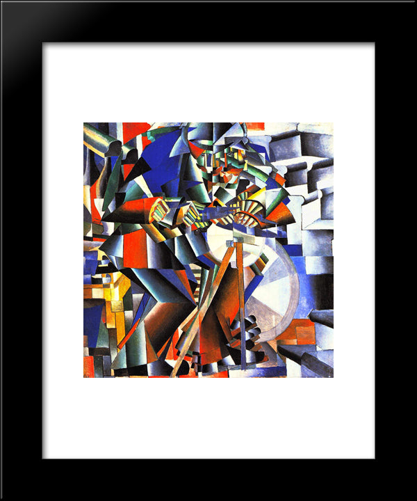 The Knifegrinder 20x24 Black Modern Wood Framed Art Print Poster by Malevich, Kazimir