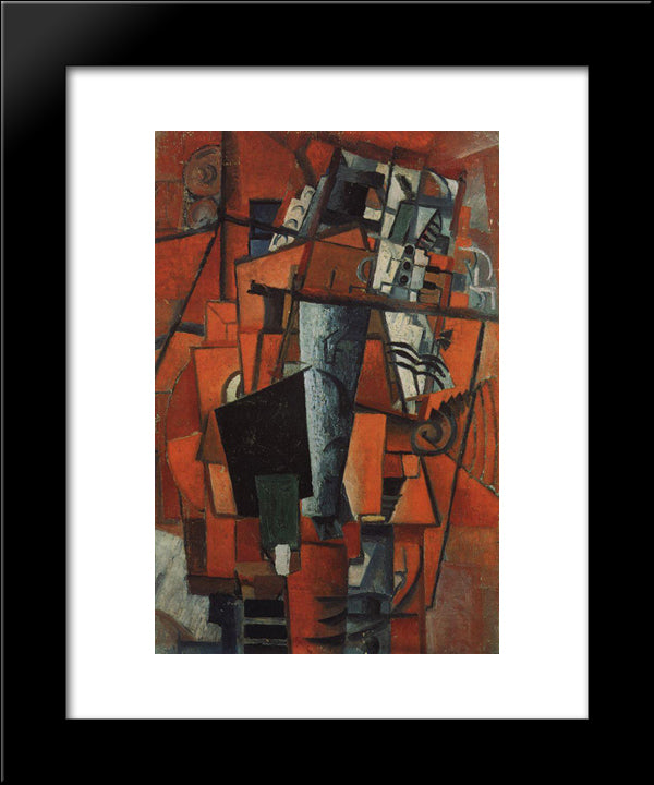 The Lady At The Piano 20x24 Black Modern Wood Framed Art Print Poster by Malevich, Kazimir