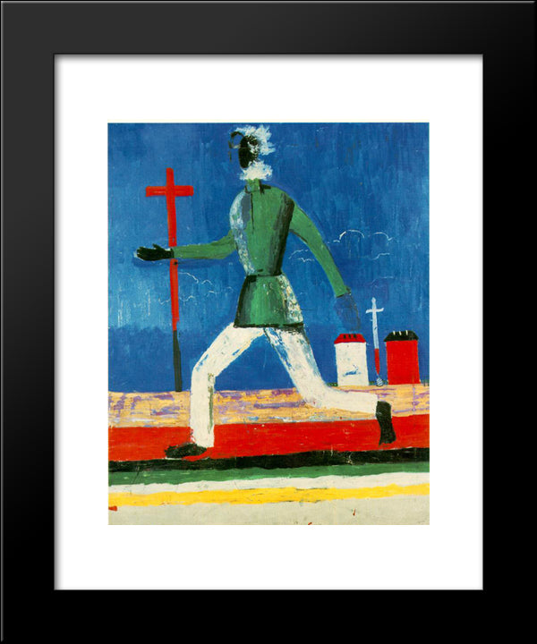 The Running Man 20x24 Black Modern Wood Framed Art Print Poster by Malevich, Kazimir