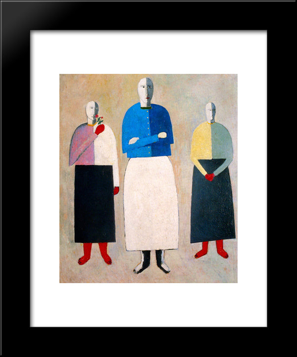 Three Girls 20x24 Black Modern Wood Framed Art Print Poster by Malevich, Kazimir