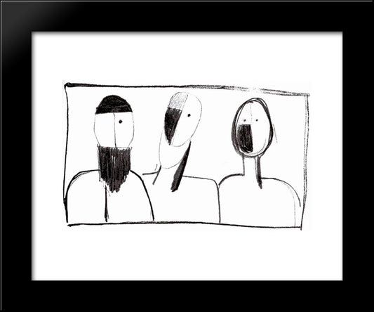 Three Heads 20x24 Black Modern Wood Framed Art Print Poster by Malevich, Kazimir