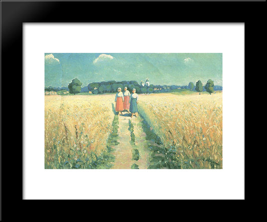 Three Women On The Road 20x24 Black Modern Wood Framed Art Print Poster by Malevich, Kazimir