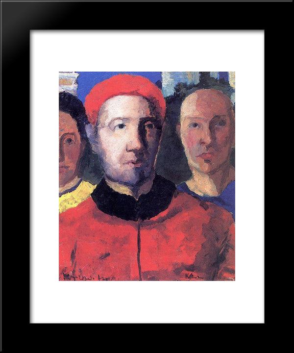 Triple Portrait 20x24 Black Modern Wood Framed Art Print Poster by Malevich, Kazimir