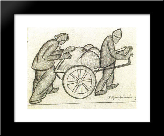 Two And A Pushcart 20x24 Black Modern Wood Framed Art Print Poster by Malevich, Kazimir