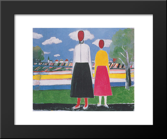 Two Figures In A Landscape 20x24 Black Modern Wood Framed Art Print Poster by Malevich, Kazimir