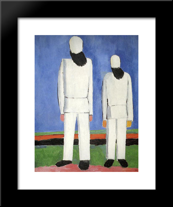 Two Male Figures 20x24 Black Modern Wood Framed Art Print Poster by Malevich, Kazimir