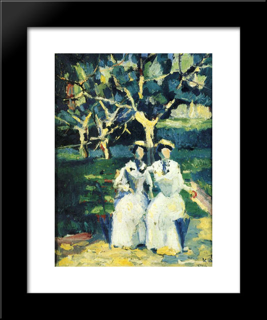 Two Women In A Garden 20x24 Black Modern Wood Framed Art Print Poster by Malevich, Kazimir