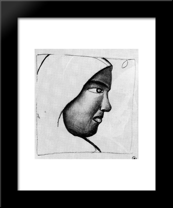 Woman S Head In Profile 20x24 Black Modern Wood Framed Art Print Poster by Malevich, Kazimir