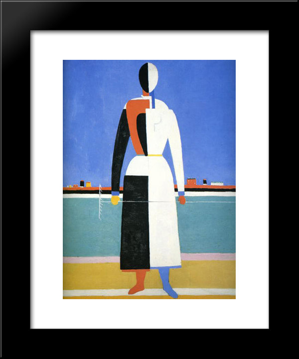 Woman With Rake 20x24 Black Modern Wood Framed Art Print Poster by Malevich, Kazimir