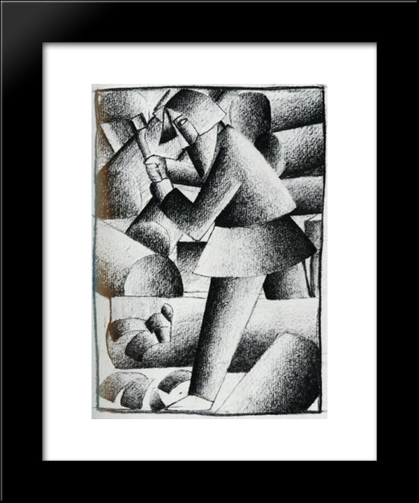 Woodcutter 20x24 Black Modern Wood Framed Art Print Poster by Malevich, Kazimir