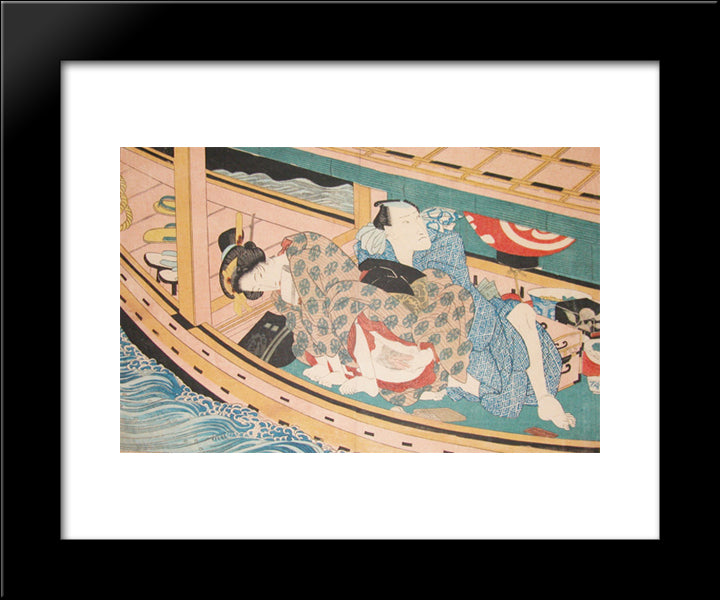 Dinner And Love On The River 20x24 Black Modern Wood Framed Art Print Poster by Eisen, Keisai