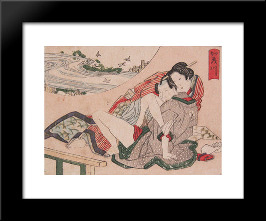 Love On The Kamo River 20x24 Black Modern Wood Framed Art Print Poster by Eisen, Keisai