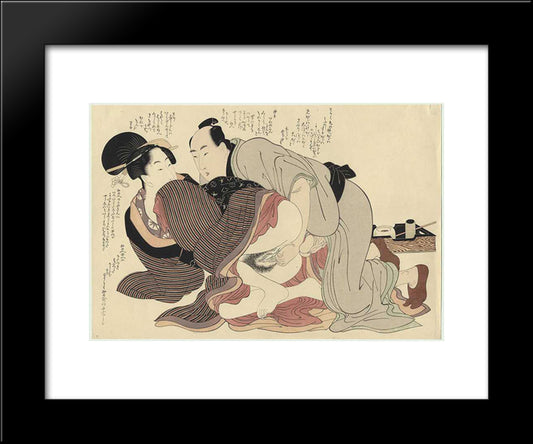 A Married Man And A Spinster 20x24 Black Modern Wood Framed Art Print Poster by Utamaro, Kitagawa