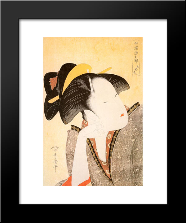 Geisha 20x24 Black Modern Wood Framed Art Print Poster by Utamaro, Kitagawa