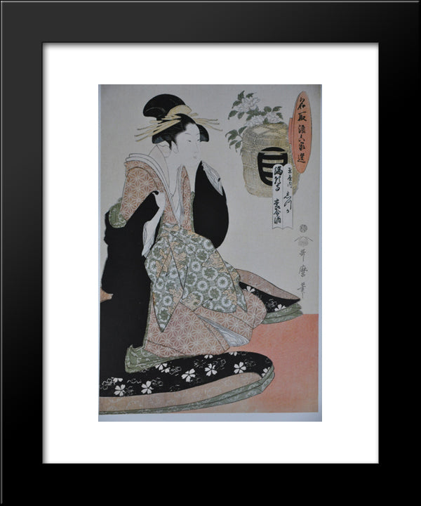 One Out Of A Series Of Six 20x24 Black Modern Wood Framed Art Print Poster by Utamaro, Kitagawa