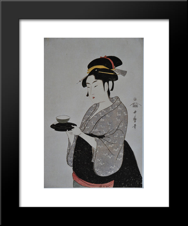 Portrait Of Naniwaya Okita 20x24 Black Modern Wood Framed Art Print Poster by Utamaro, Kitagawa