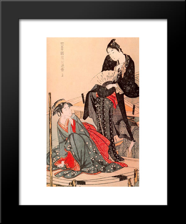 Stylish Amusements Of The Four Seasons 20x24 Black Modern Wood Framed Art Print Poster by Utamaro, Kitagawa