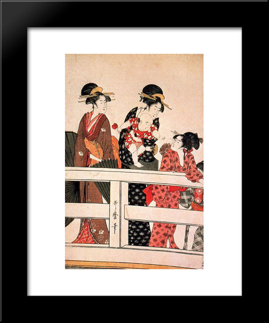 The Hour Of The Horse 20x24 Black Modern Wood Framed Art Print Poster by Utamaro, Kitagawa