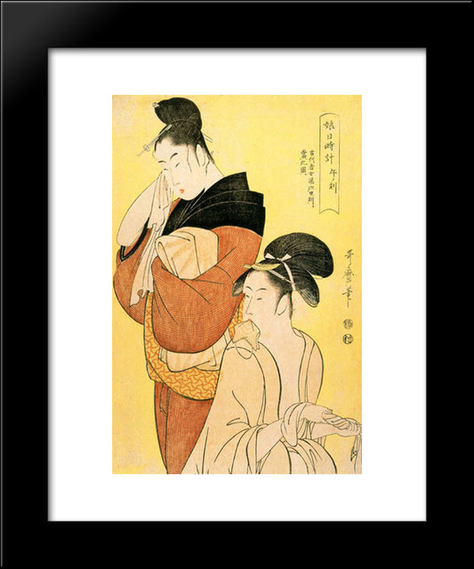 The Hour Of The Oxx 20x24 Black Modern Wood Framed Art Print Poster by Utamaro, Kitagawa