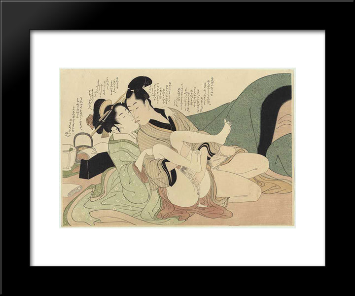 Young Courtesan With Her Lover 20x24 Black Modern Wood Framed Art Print Poster by Utamaro, Kitagawa